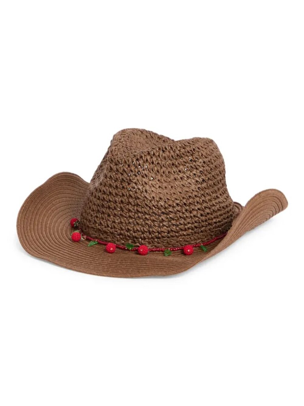 BCBGeneration Crochet Straw Cowboy Hat with Bead Trim – Brown – One Size – NWT